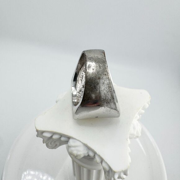 Lia Sophia Silver Tone Mother of Pearl Mosaic Ring Modern Square Statement - Picture 8 of 10